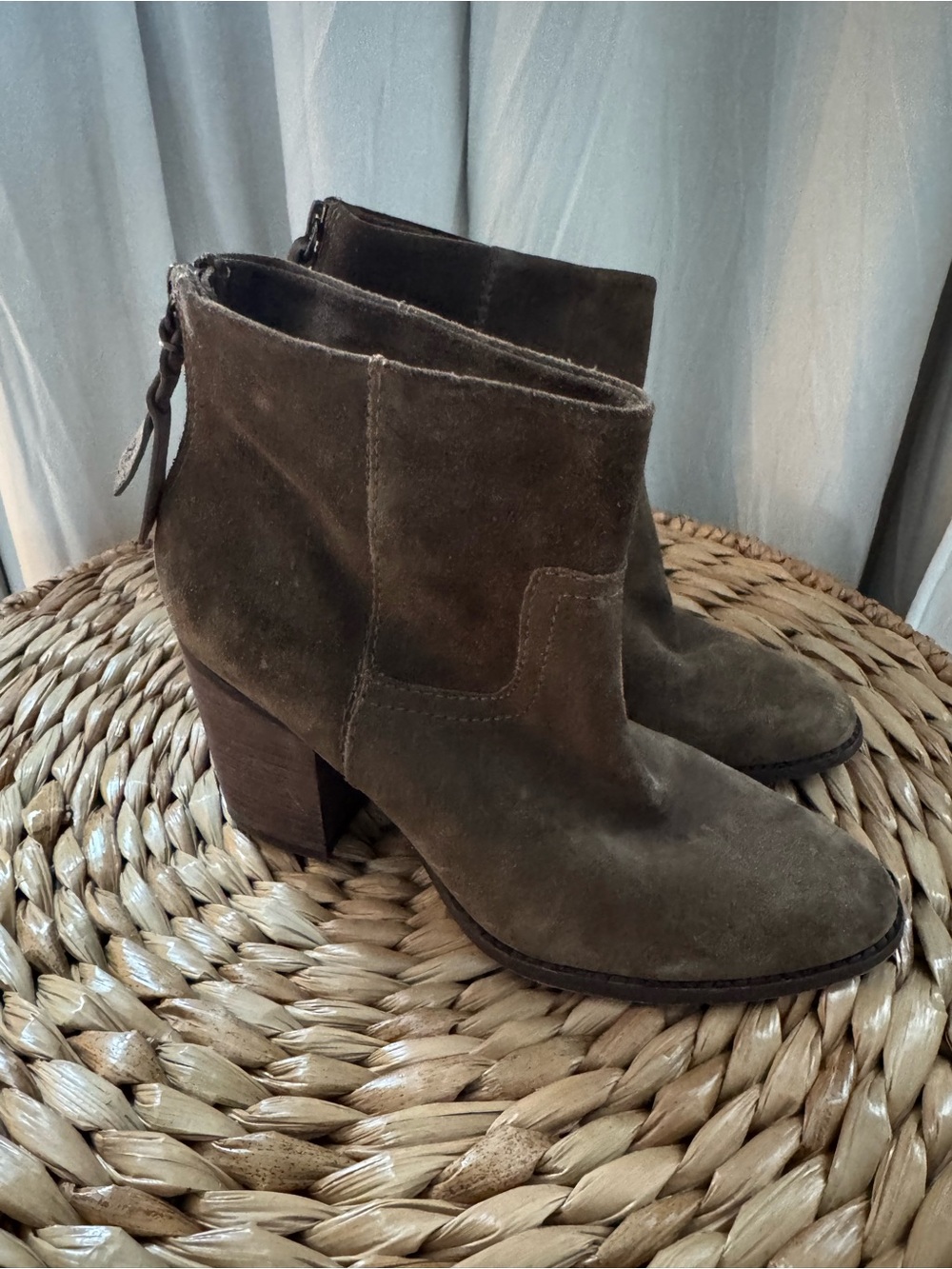Suede Taller Ankle Booties in Olive Green - Women Shoes